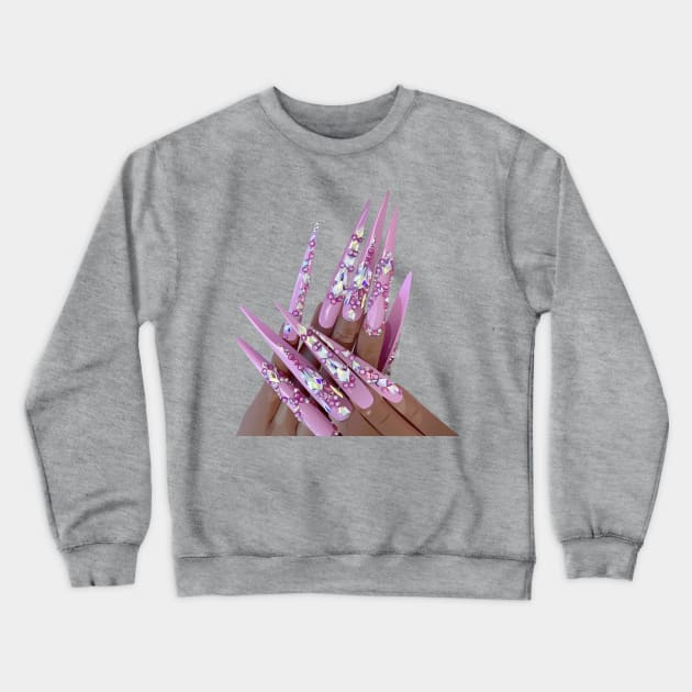 Purple bling acrylic nail art Crewneck Sweatshirt by emiliapapaya